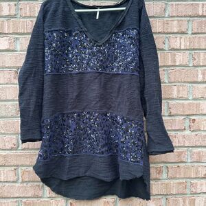 Free People V Neck Sequin Sweater